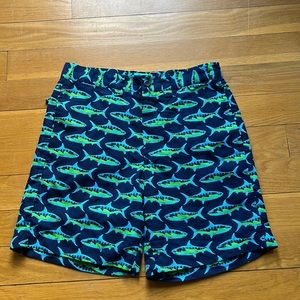 Liquid Flow Navy Blue and Green Fish Print Shorts